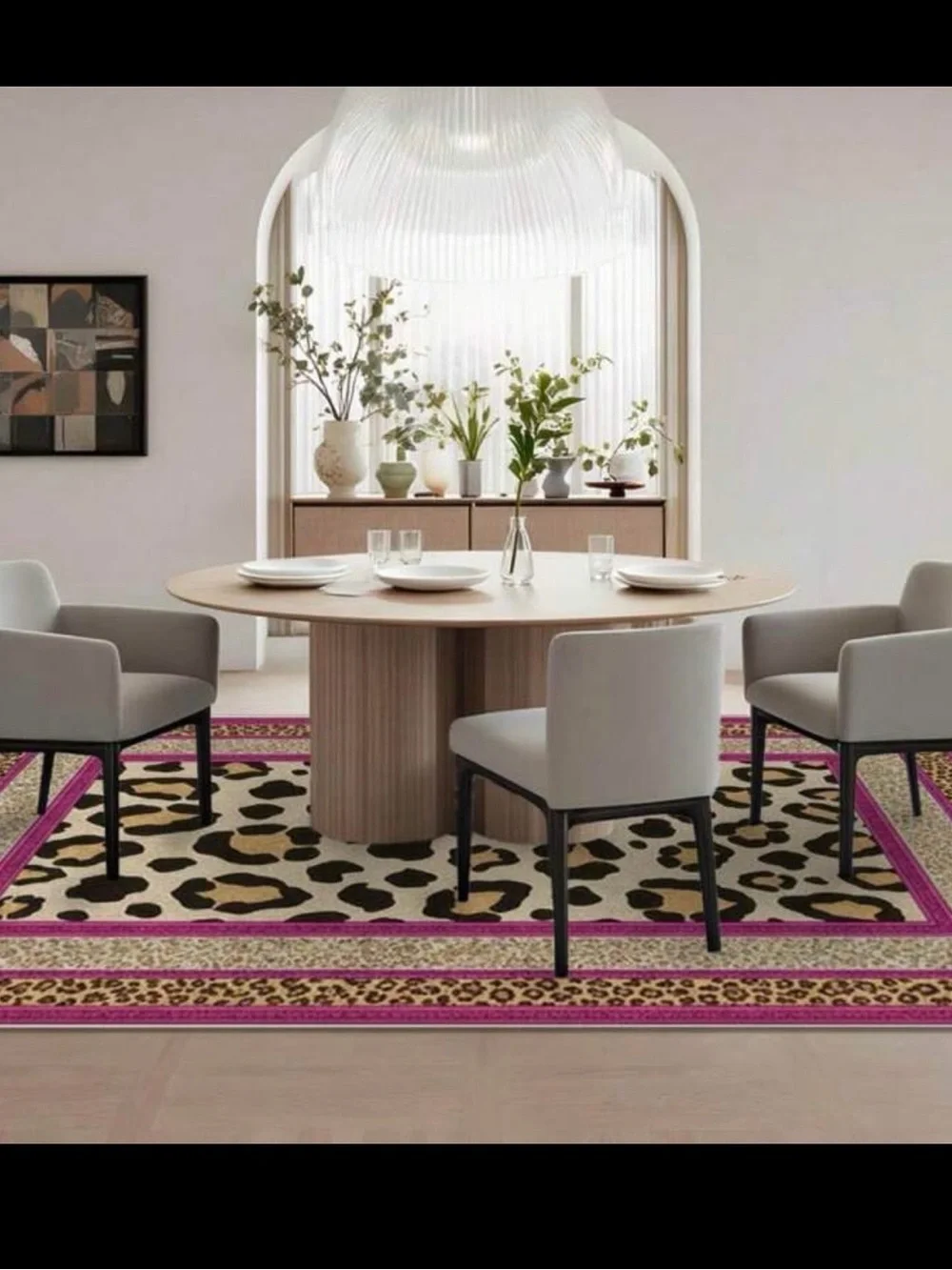 Pink Leopard Print Area Rug